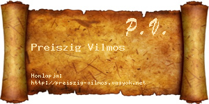 Preiszig Vilmos névjegykártya